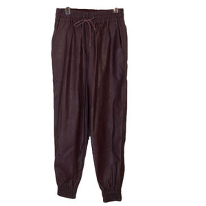 Dynamite High Waisted Faux Leather Burgundy Sacha Joggers XS